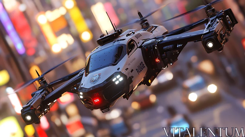 Advanced Police Air Vehicle in Action AI Image