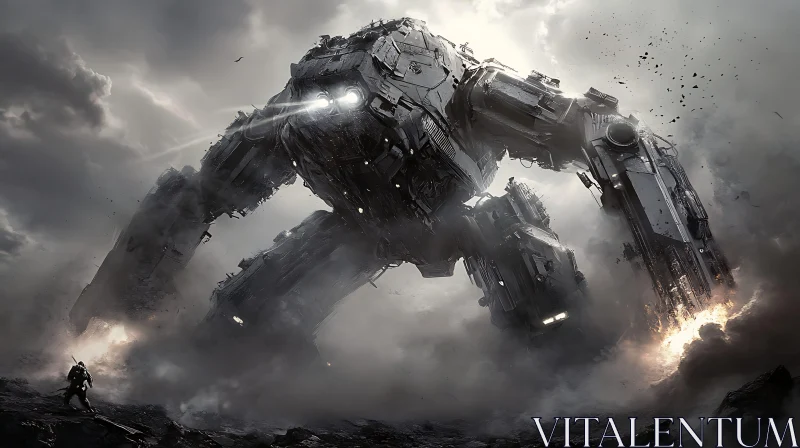 AI ART Giant Mech Engaged in Apocalyptic Combat