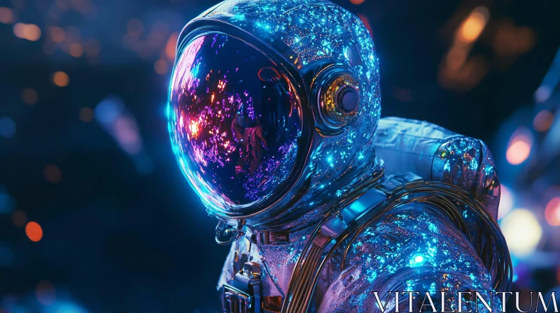 Glittering Space Explorer in Neon Glow AI Image