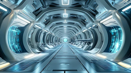 Sleek, High-Tech Futuristic Corridor Interior