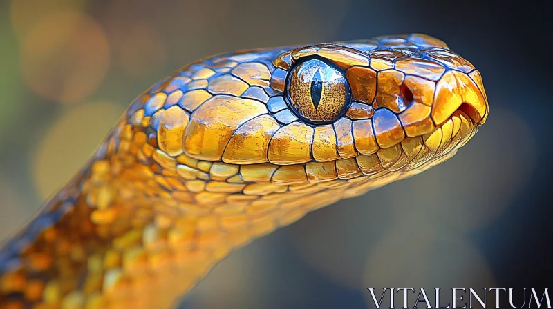 AI ART Golden Snake Close-Up Image