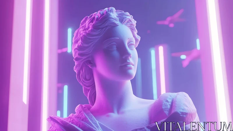 AI ART Statue with Neon Glow