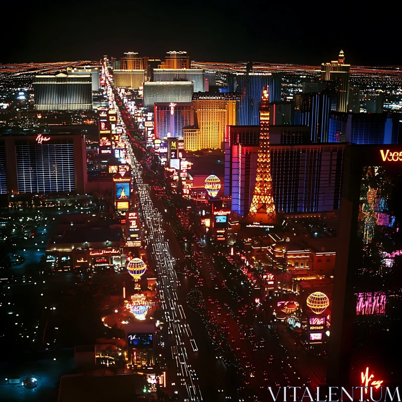 Vibrant Nightscape of Las Vegas Strip AI Image