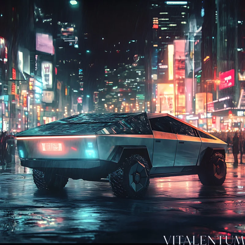 AI ART Cyberpunk Night with Futuristic Car