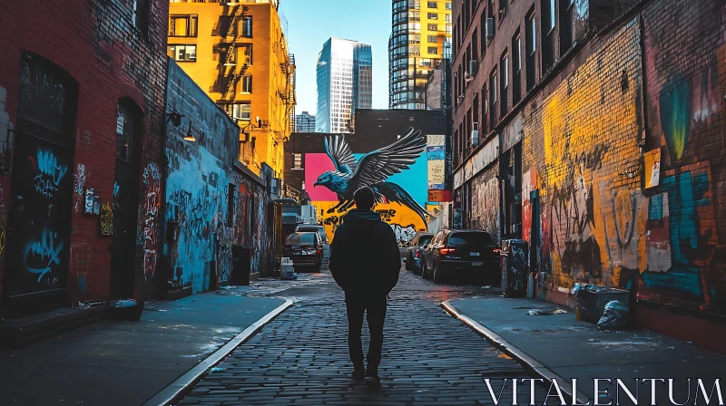 Graffiti Adorned Alley with Urban Vibes AI Image