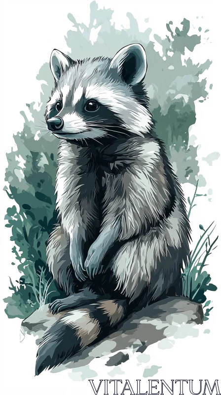 Wildlife Raccoon Illustration AI Image