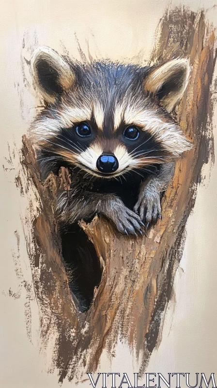 AI ART Curious Raccoon in Nature