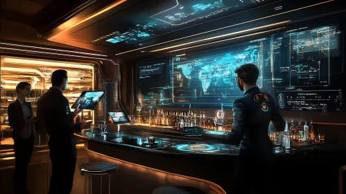 High-Tech Bar with Neon Ambiance