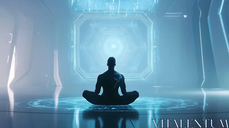 Cyber Meditation in a High-Tech Environment AI Image