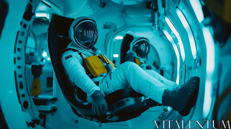 Floating Astronaut in Modern Spacecraft AI Image