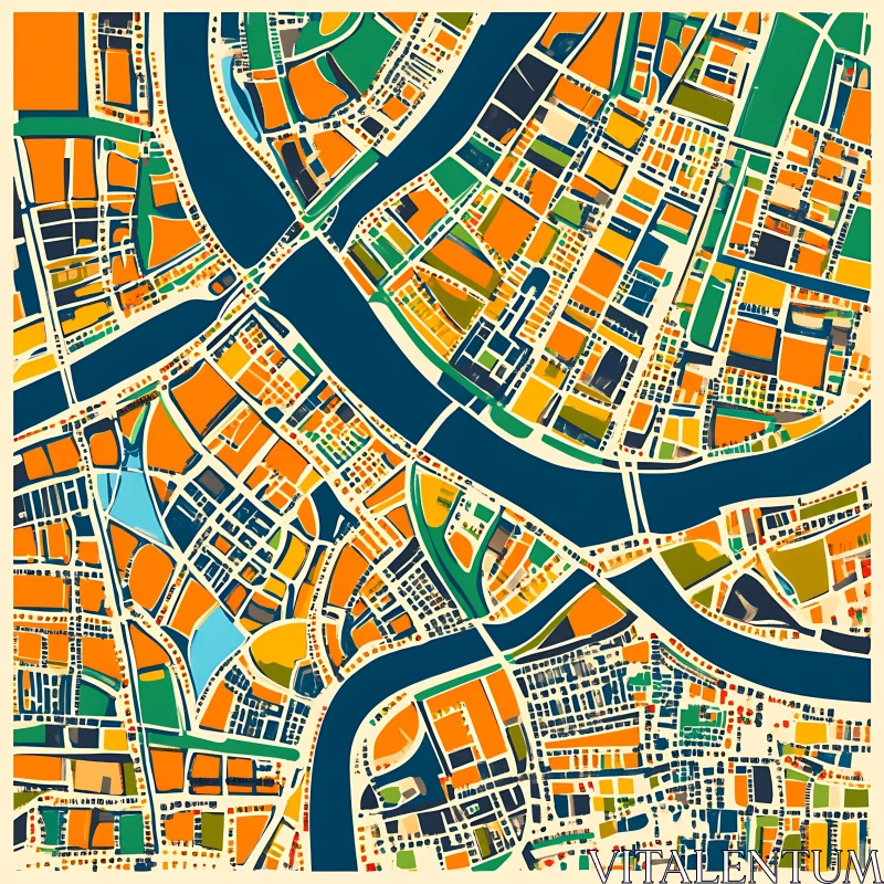 AI ART Colorful Geometric Urban Map