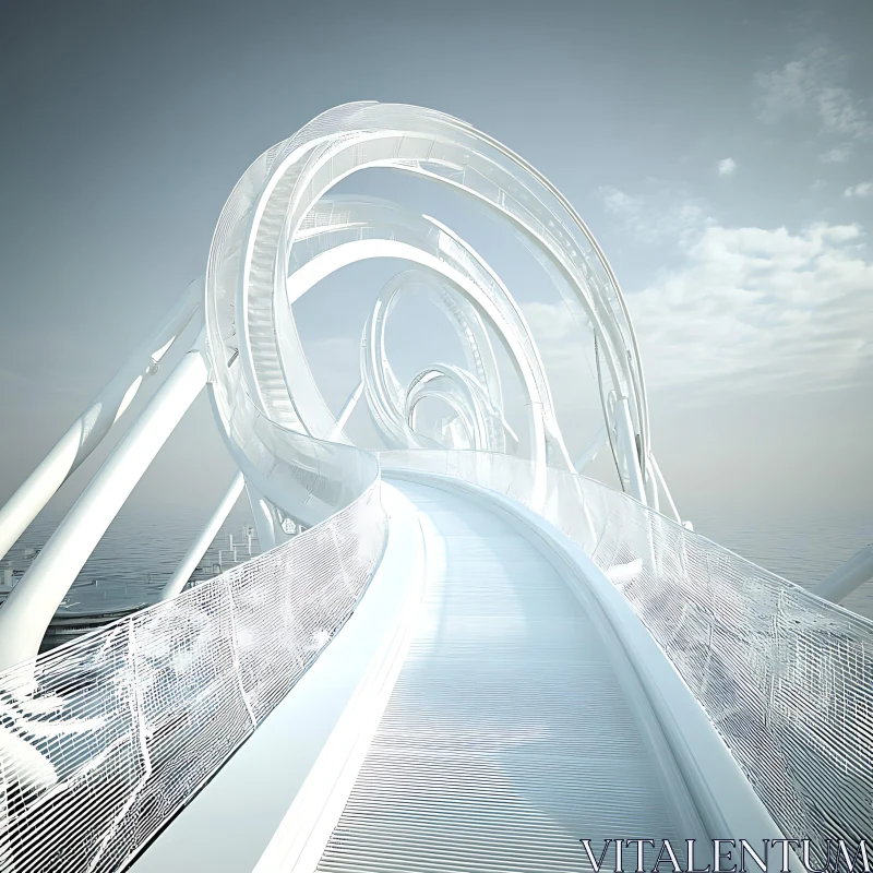 Modern Architecture: Looped Bridge Structure AI Image