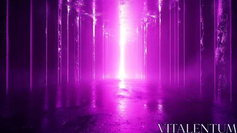 Ethereal Purple Corridor with Mysterious Light AI Image