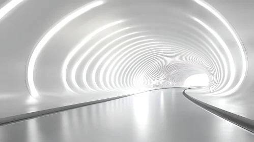 Modern Curved Tunnel with Continuous Lighting