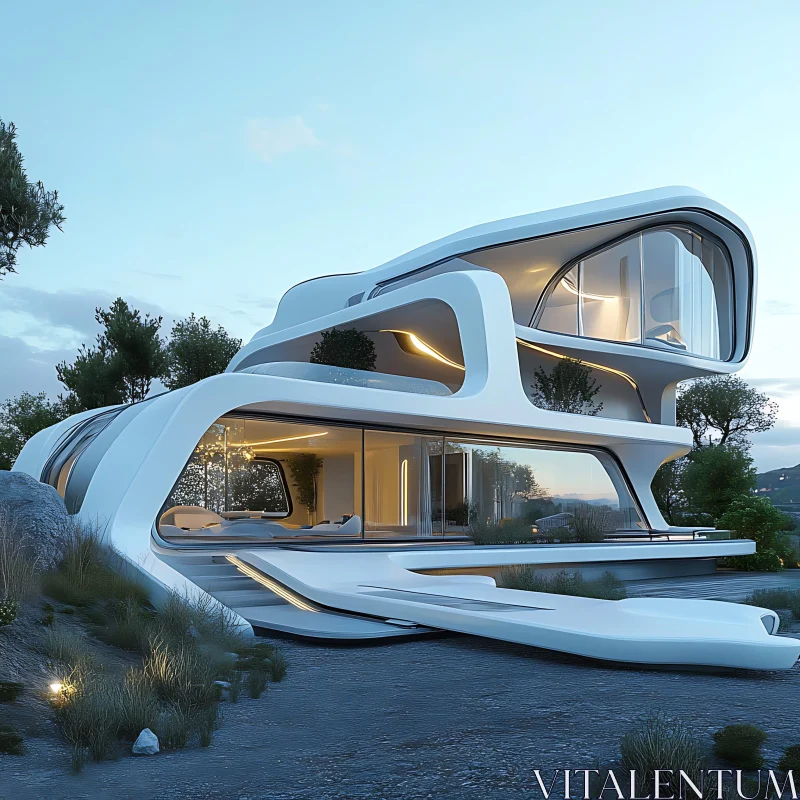 AI ART Futuristic Luxurious House in Nature