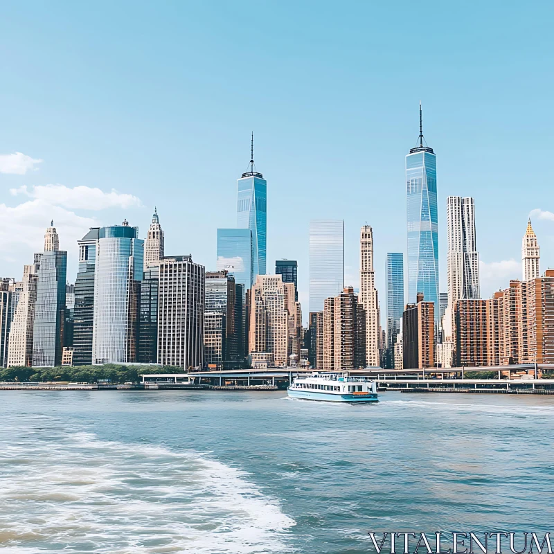 Urban Landscape of NYC with Water View AI Image