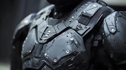 Futuristic Black Armor Suit Close-Up