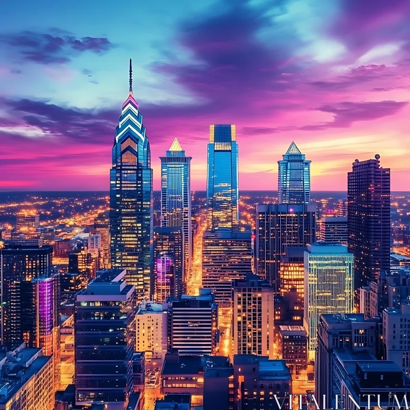 AI ART Vibrant Cityscape at Dusk