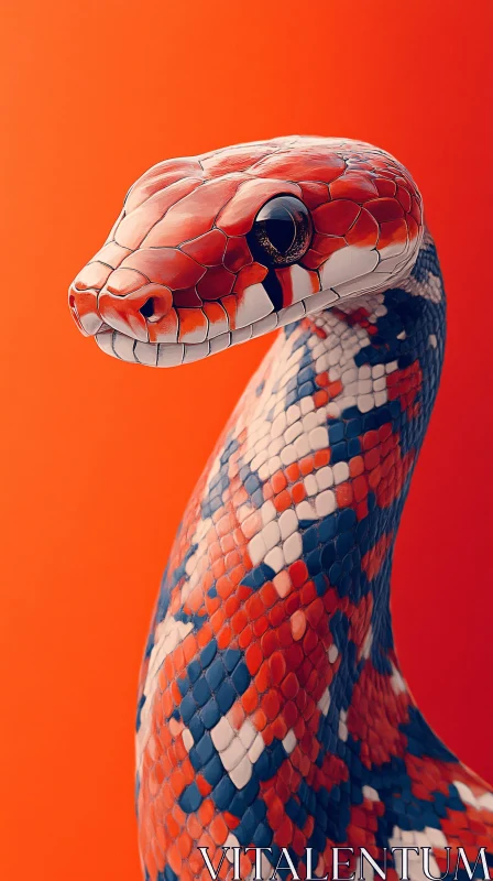 Colorful Snake in Mosaic Design AI Image