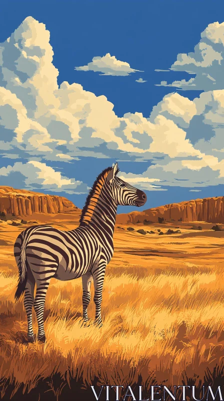 AI ART Zebra Under a Vast Sky