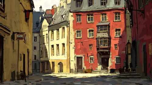 Historical European Architecture in Sunlit Street