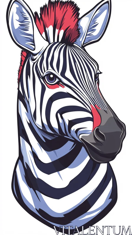 AI ART Modern Zebra Head Art