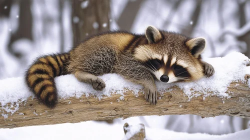 Serene Raccoon in Snowy Wilderness