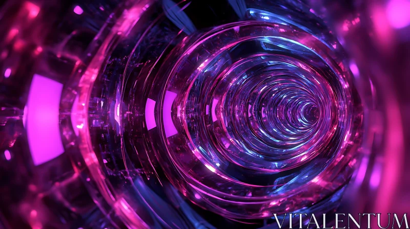 Futuristic Pink and Purple Neon Tunnel AI Image