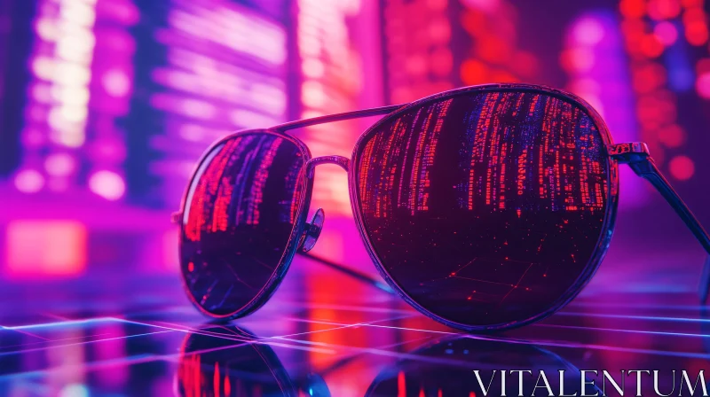 Cyberpunk Styled Sunglasses with Neon Lights AI Image