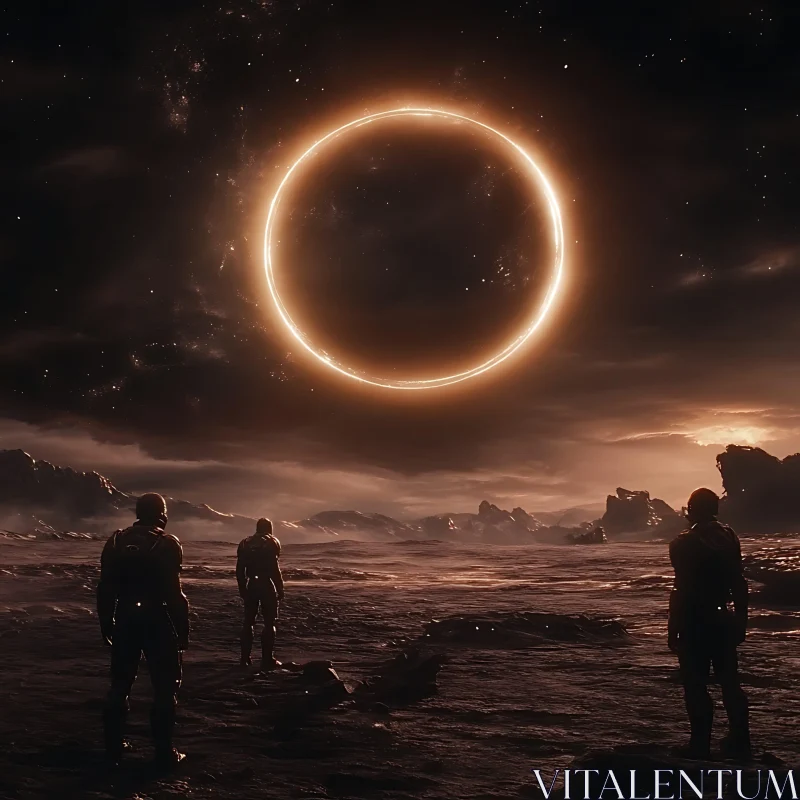 AI ART Astronauts Witnessing Eclipse on Alien Terrain