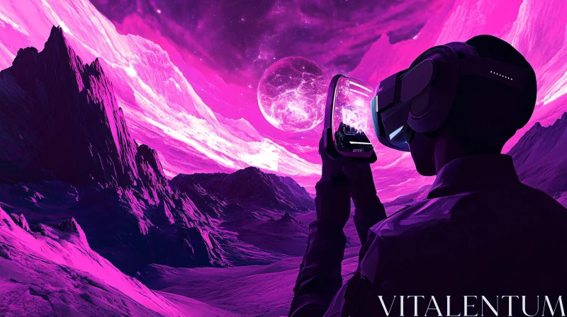 Virtual Reality Sci-Fi World Filled with Mountains AI Image