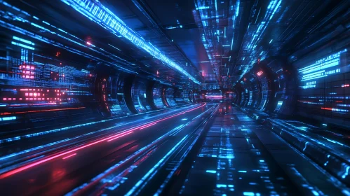 Cyberpunk Tunnel with Neon Lights