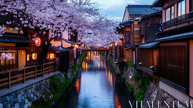 Tranquil Canal at Dusk AI Image