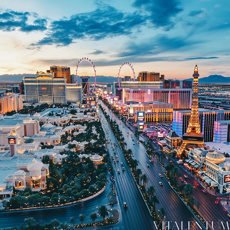 Las Vegas Nightscape with Iconic Landmarks AI Image