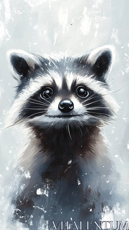 Cute Raccoon Face Illustration AI Image