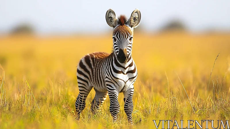 Juvenile Zebra in Natural Habitat AI Image