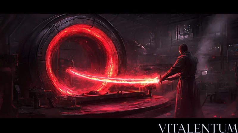 AI ART Sci-Fi Laboratory with Red Energy Vortex