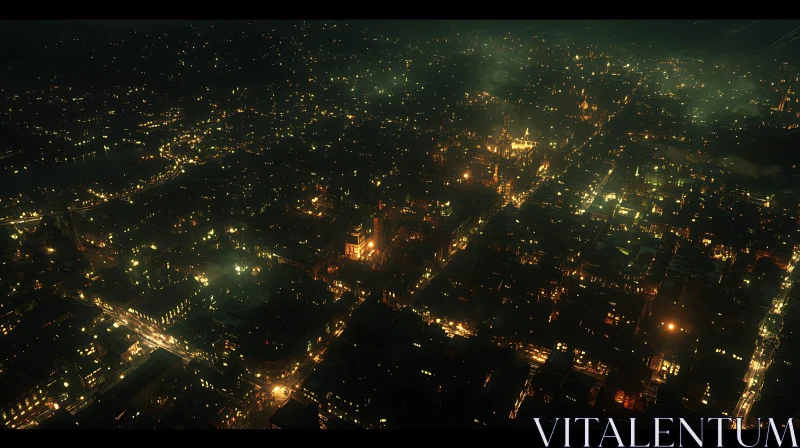 City Lights at Night from Above AI Image