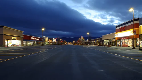 Quiet Evening at a Shopping Plaza