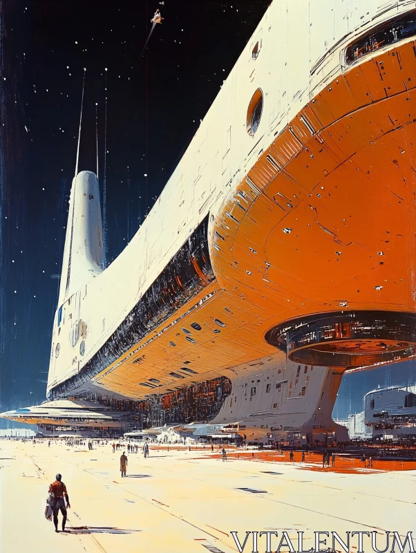 Gigantic Spacecraft at Futuristic Docking Station AI Image