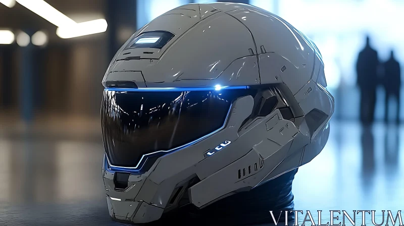 Innovative Cyber Helmet with Blue LEDs AI Image