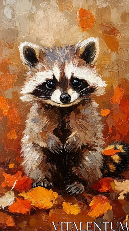 AI ART Autumn Raccoon Painting