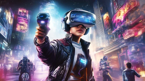 Virtual Reality in a Futuristic Cyberpunk City