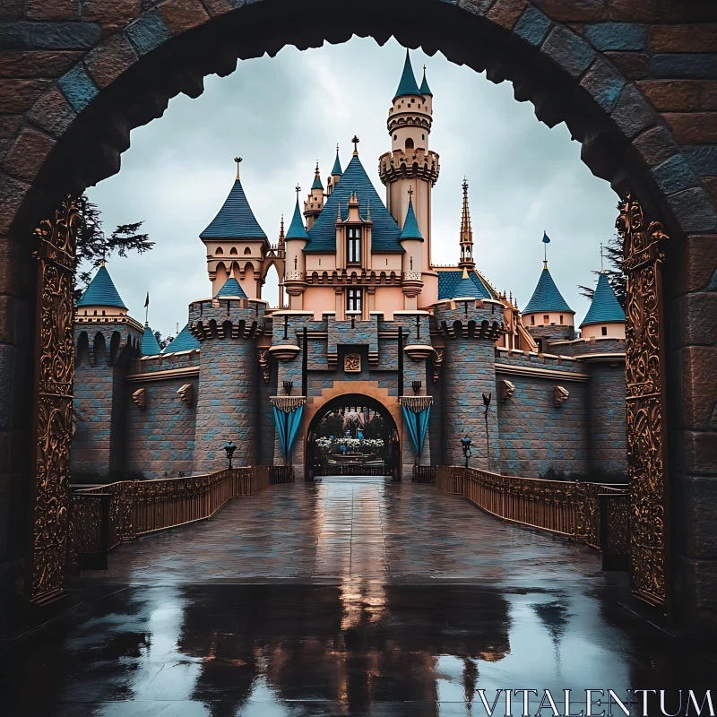 Enchanting Fairytale Castle with Blue Roofs AI Image