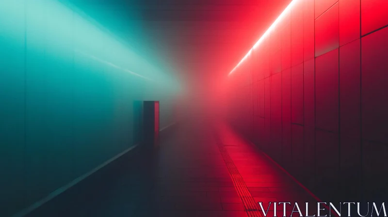 Futuristic Corridor with Neon Lighting AI Image