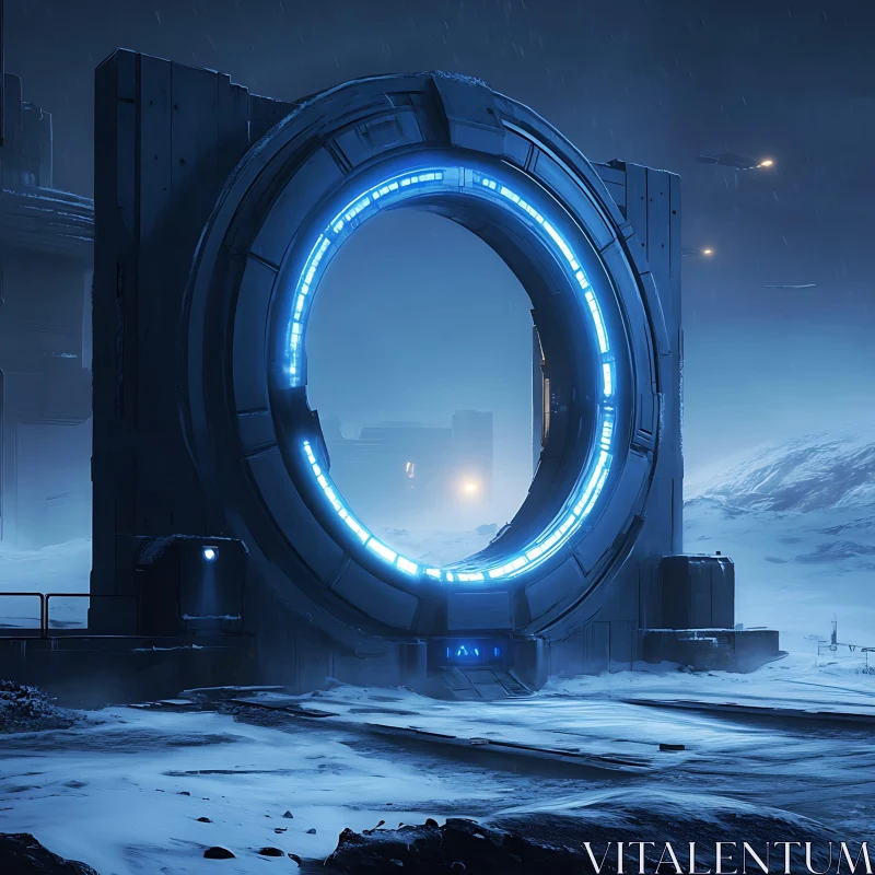 Enigmatic Nighttime Sci-Fi Portal AI Image