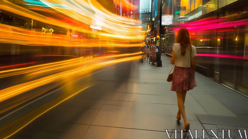 Urban Nightlife Captured in Motion AI Image