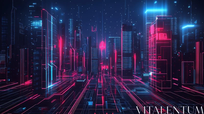 Cyberpunk Urban Landscape with Neon Lights AI Image