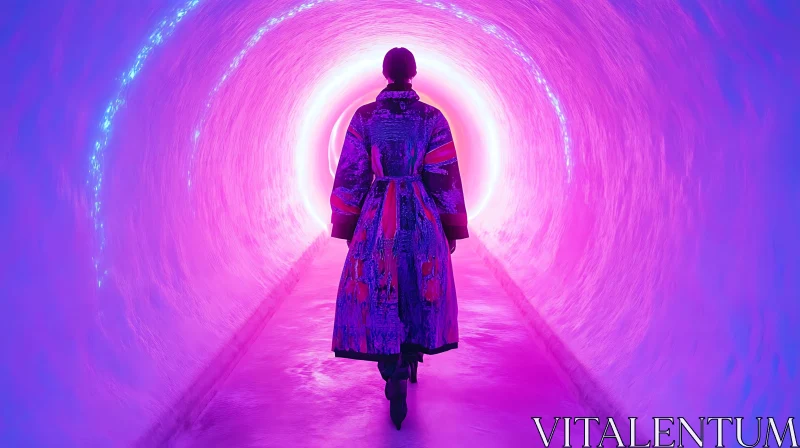 Fashion in Mystical Neon Tunnel AI Image