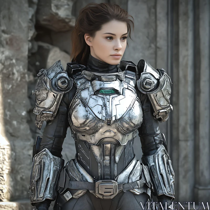 Cyborg Woman in Advanced Combat Suit AI Image